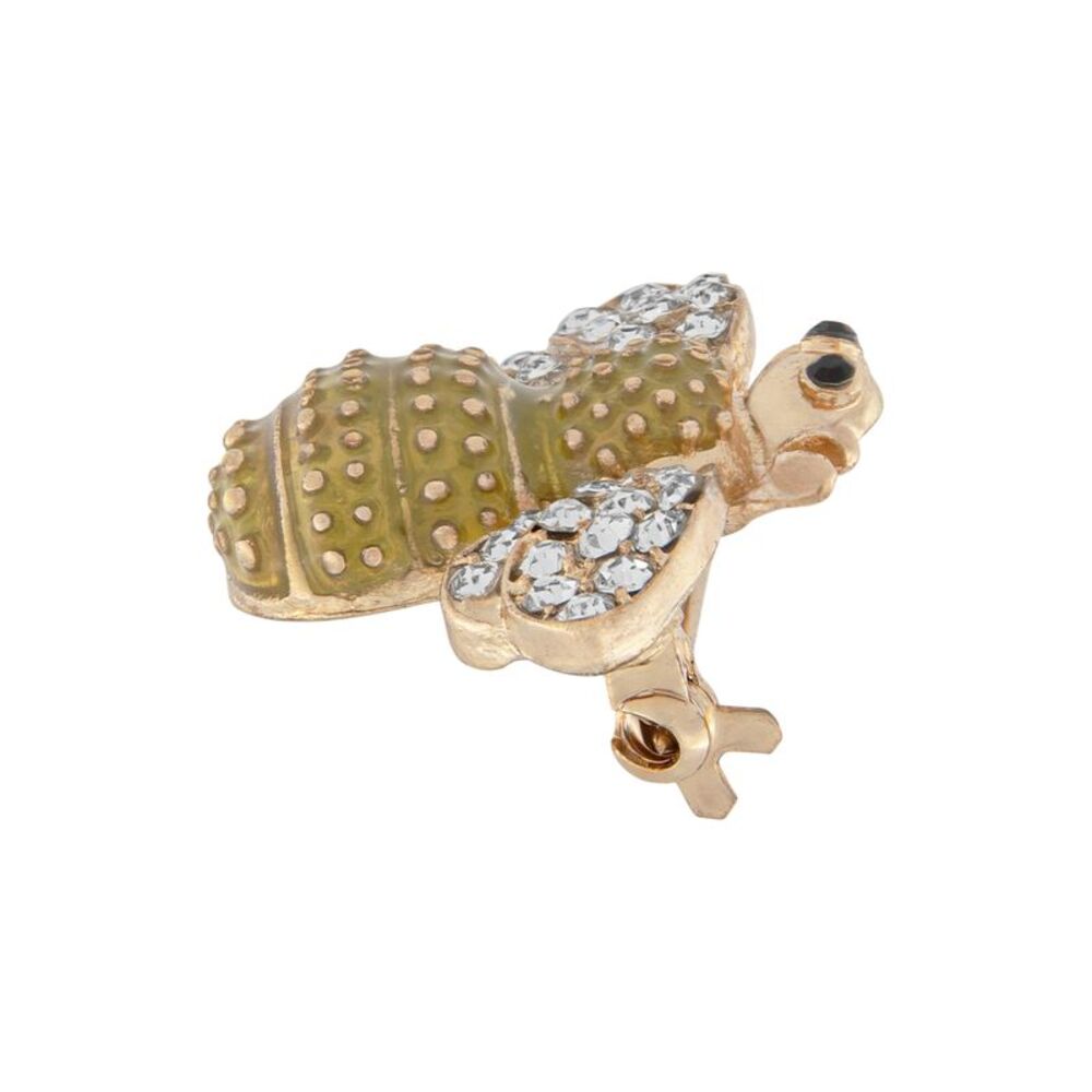 Gold Colored Bumblebee Brooch Pin with Pave Crystal Accents - Picture 3 of 9